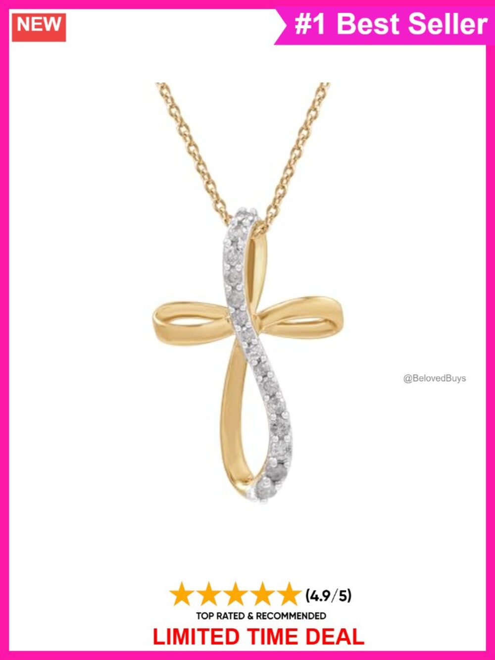 10K Yellow Gold Necklace for Women with Natural Round-Cut Diamond and Twist